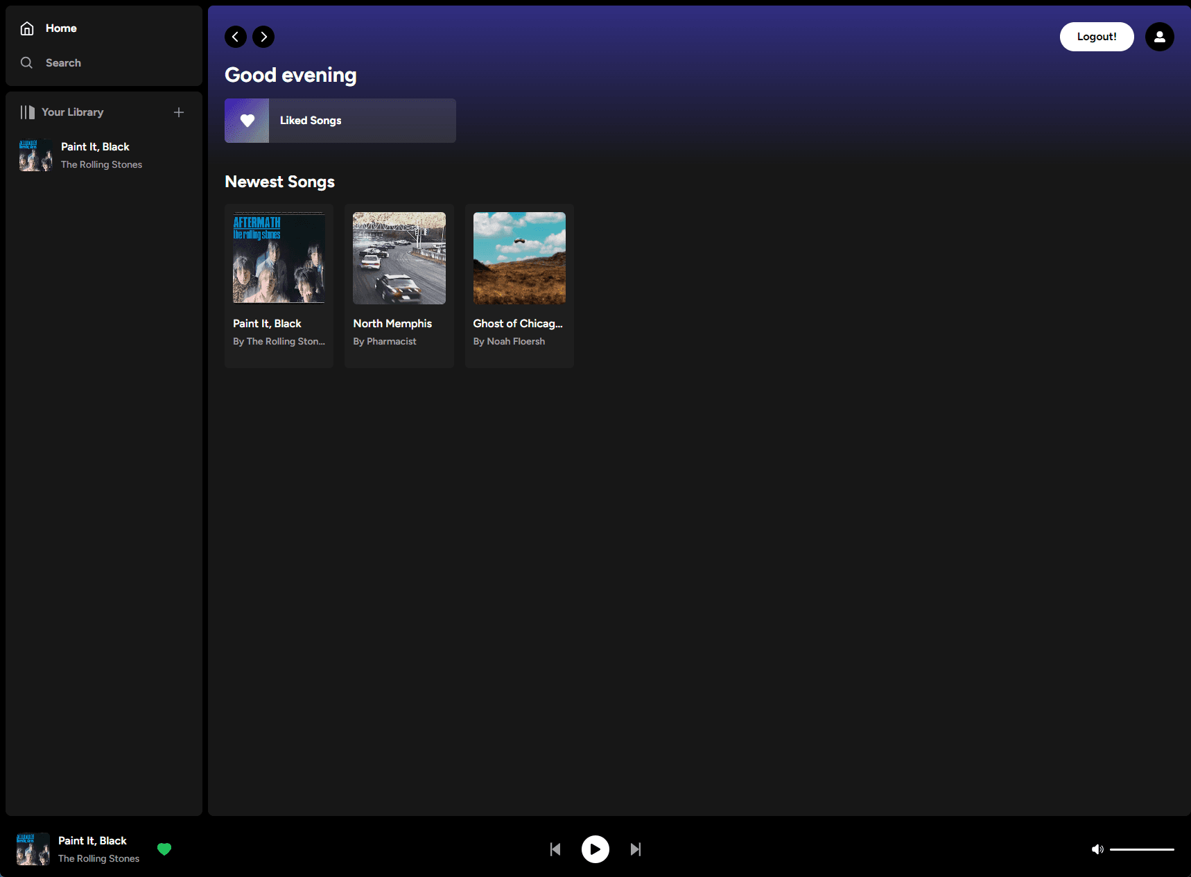 Spotify clone screenshot